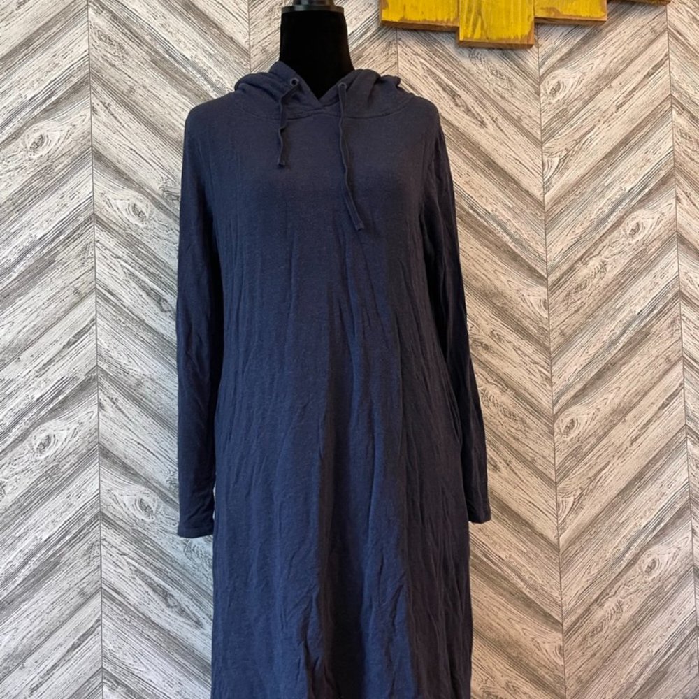 AGNES & DORA Navy Sweatshirt Dress w/ Pockets + Hood, size Large